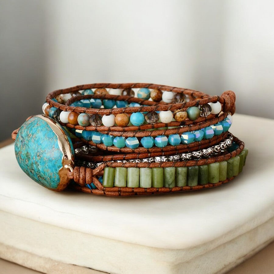 Pulseira Enrolada de Jaspe Oceano Torcido