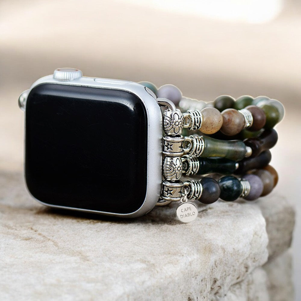 Pulseira vintage de ágata elástica para Apple Watch