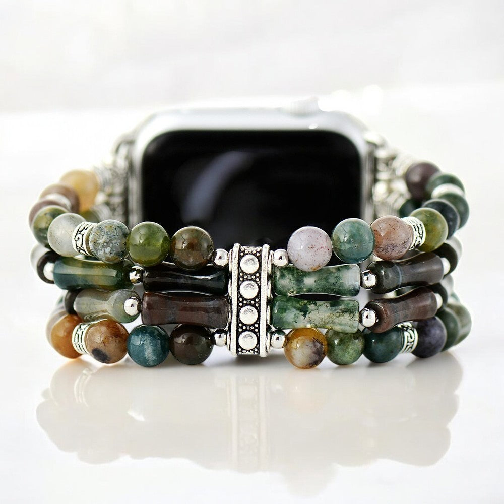 Pulseira vintage de ágata elástica para Apple Watch