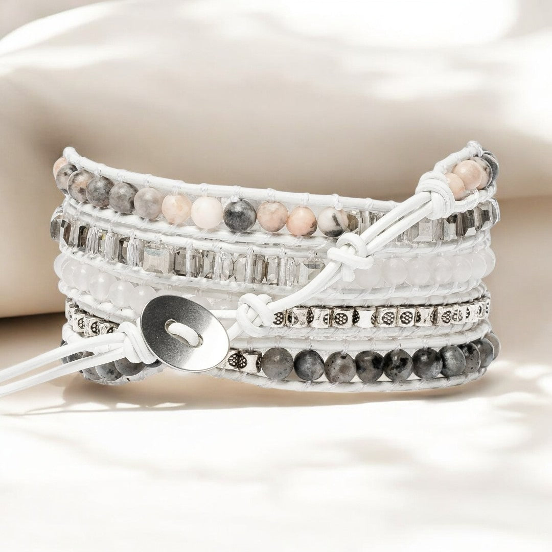 Pulseira de Enrolar em Labradorite Branco