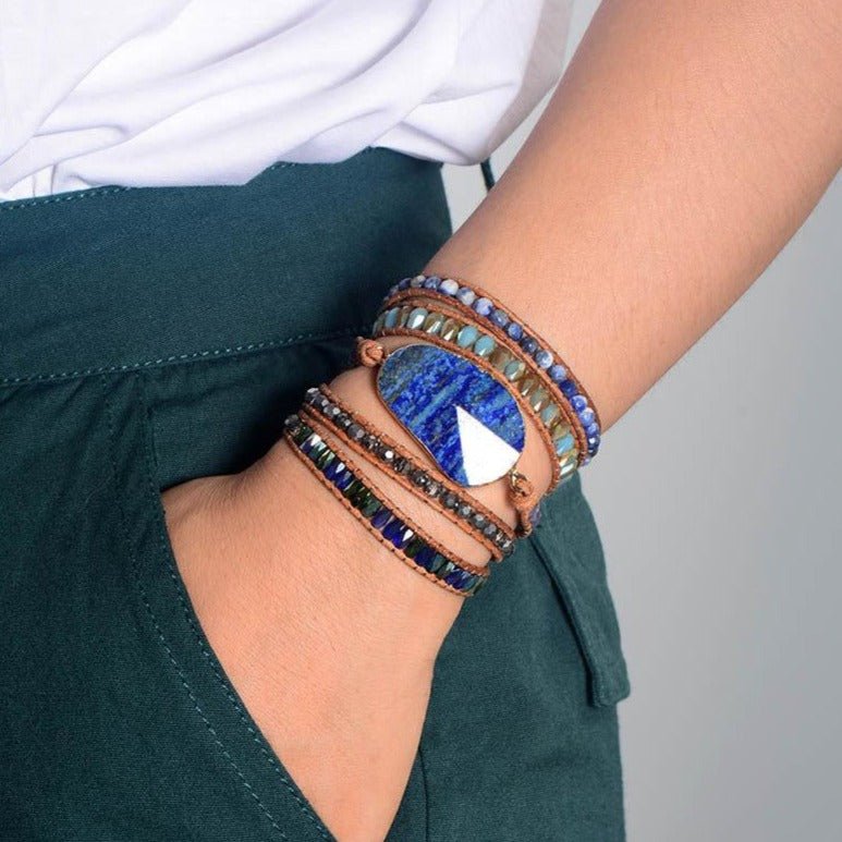 Blue Ocean Lapis Lazuli Wrap Bracelet - Cape Diablo