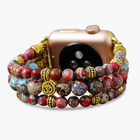 Crimson Jasper Stretch Apple Watch Strap - Cape Diablo